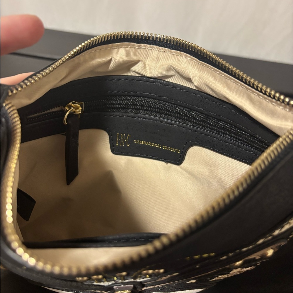 INC International Concepts Black Faux Suede Butterfly Wristlet Clutch Like New - Picture 7 of 8